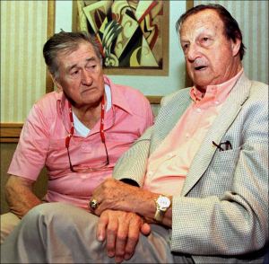 Ted Williams, left, with Stan Musial. Giants of baseball.