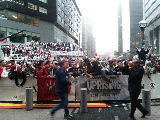 The scene at the front doors of the ACC.