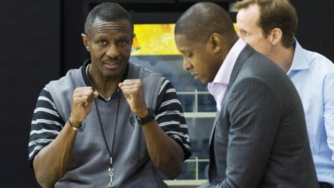 Dwane Casey and Masai Ujiri at work.